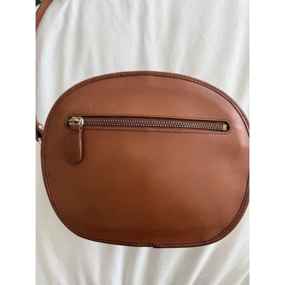 Vintage Hunt Club Tan Leather Crossbody Oval Handbag  w/gold Metal Hardware - Picture 1 of 10